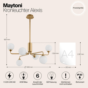 Kronleuchter Alexis in Mattes Gold G9
